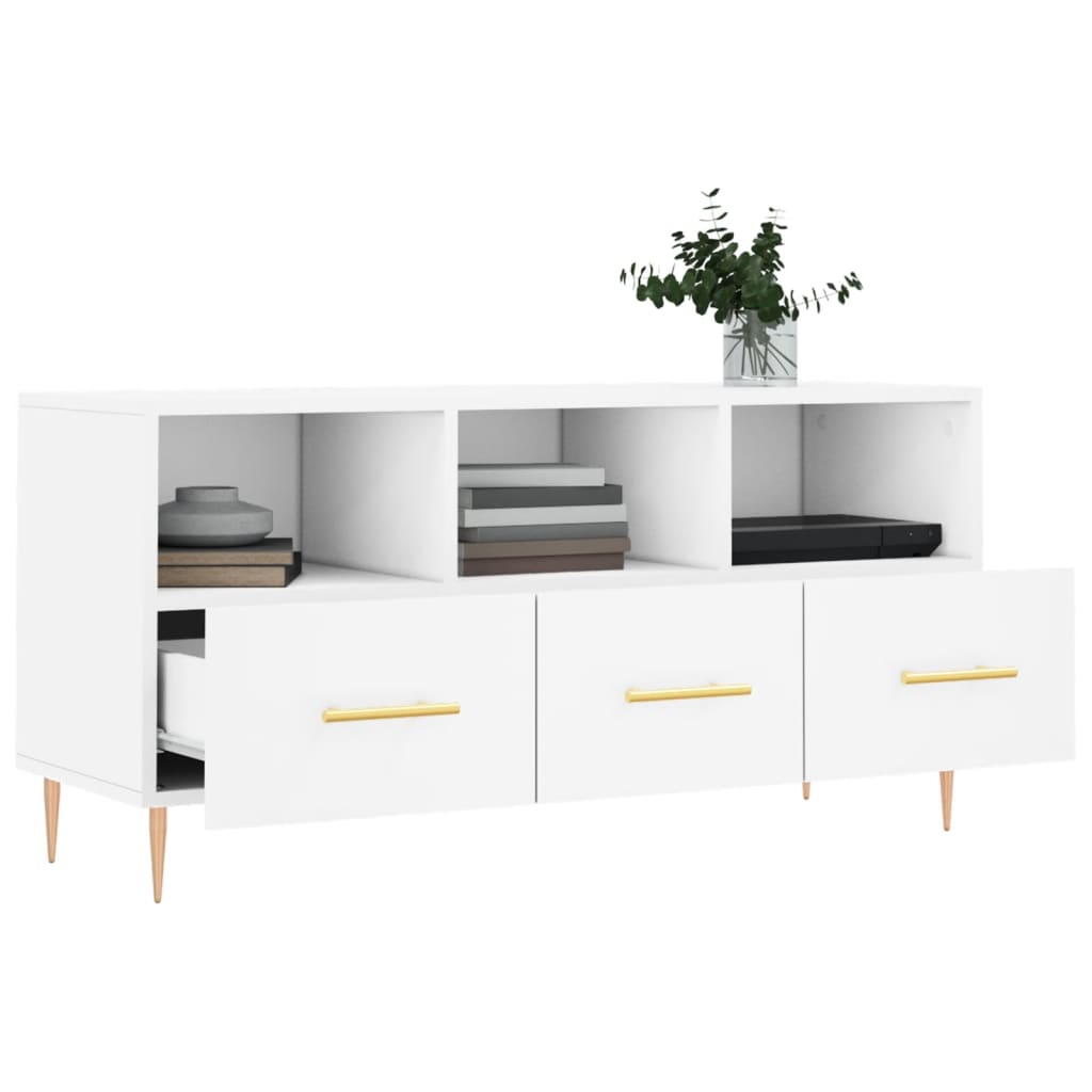 vidaXL Meuble TV blanc 102x36x50 cm bois d'ingénierie