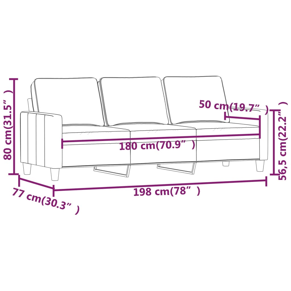 vidaXL Canapé à 3 places Gris clair 180 cm Velours