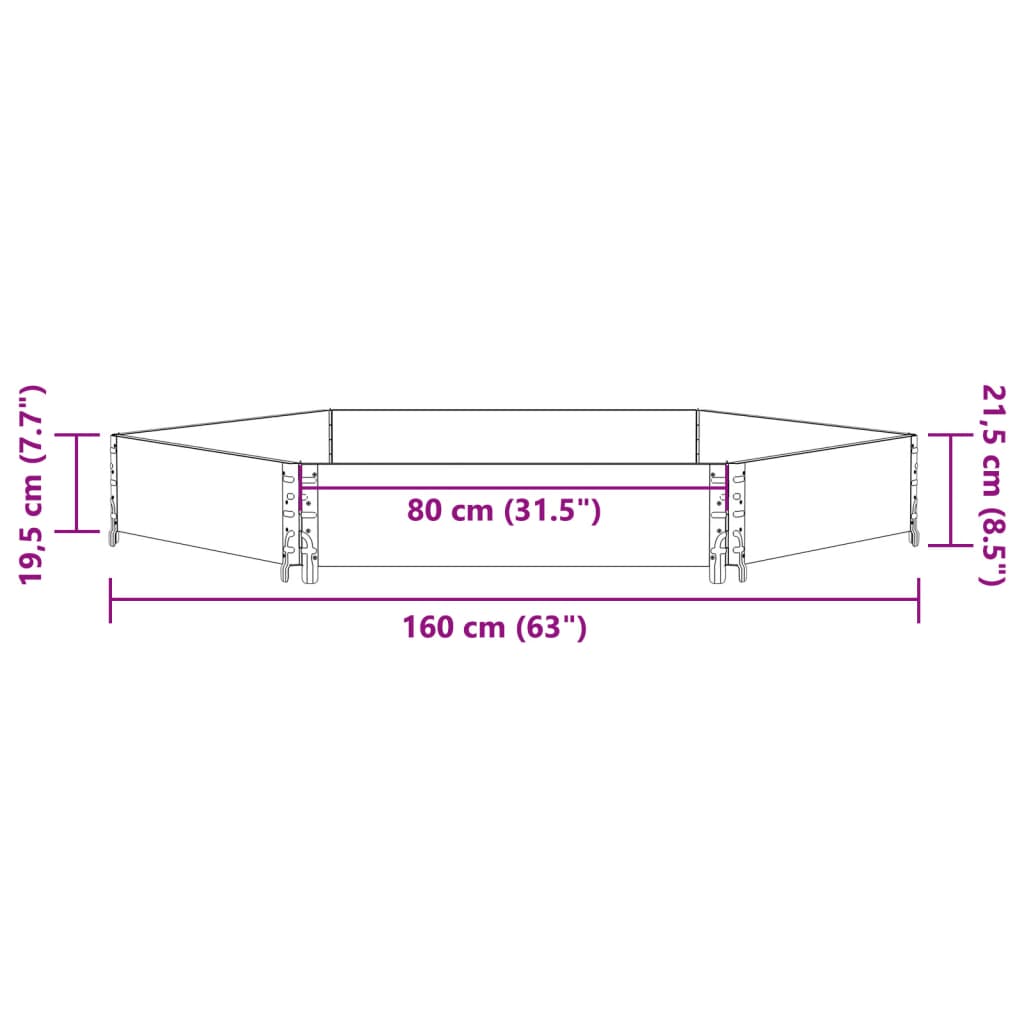 vidaXL Lit surélevé hexagonale marron 160x160 cm bois pin massif