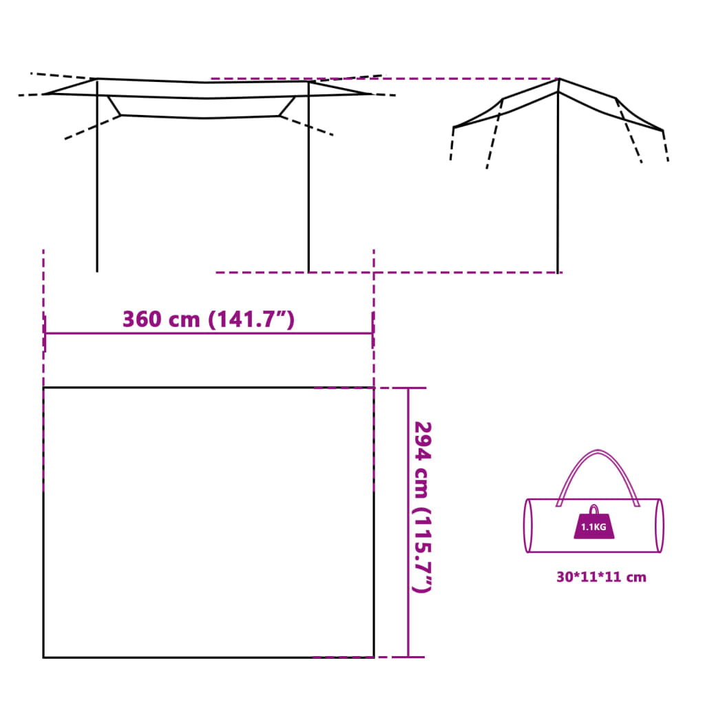 vidaXL Bâche de camping gris et orange 360x294 cm imperméable