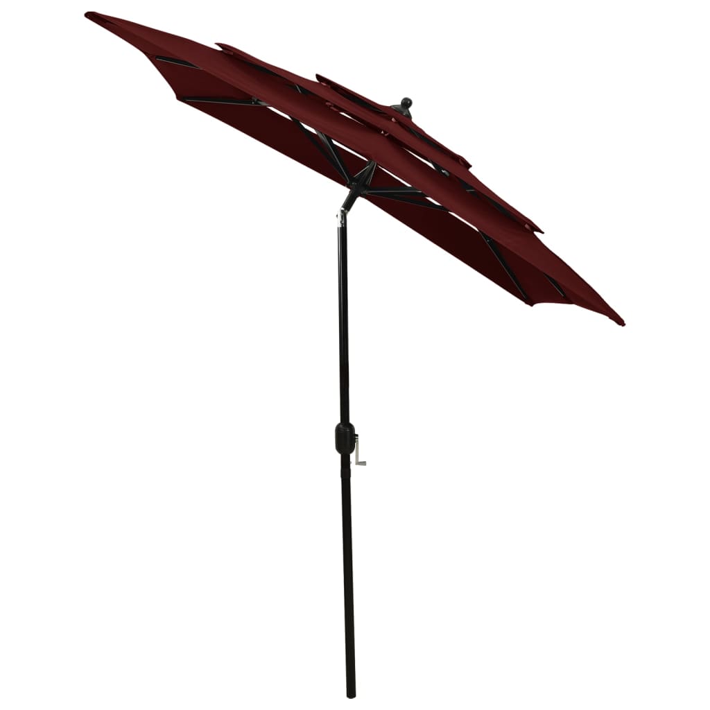 vidaXL Parasol de jardin à 3 niveaux mât en aluminium rouge bordeaux