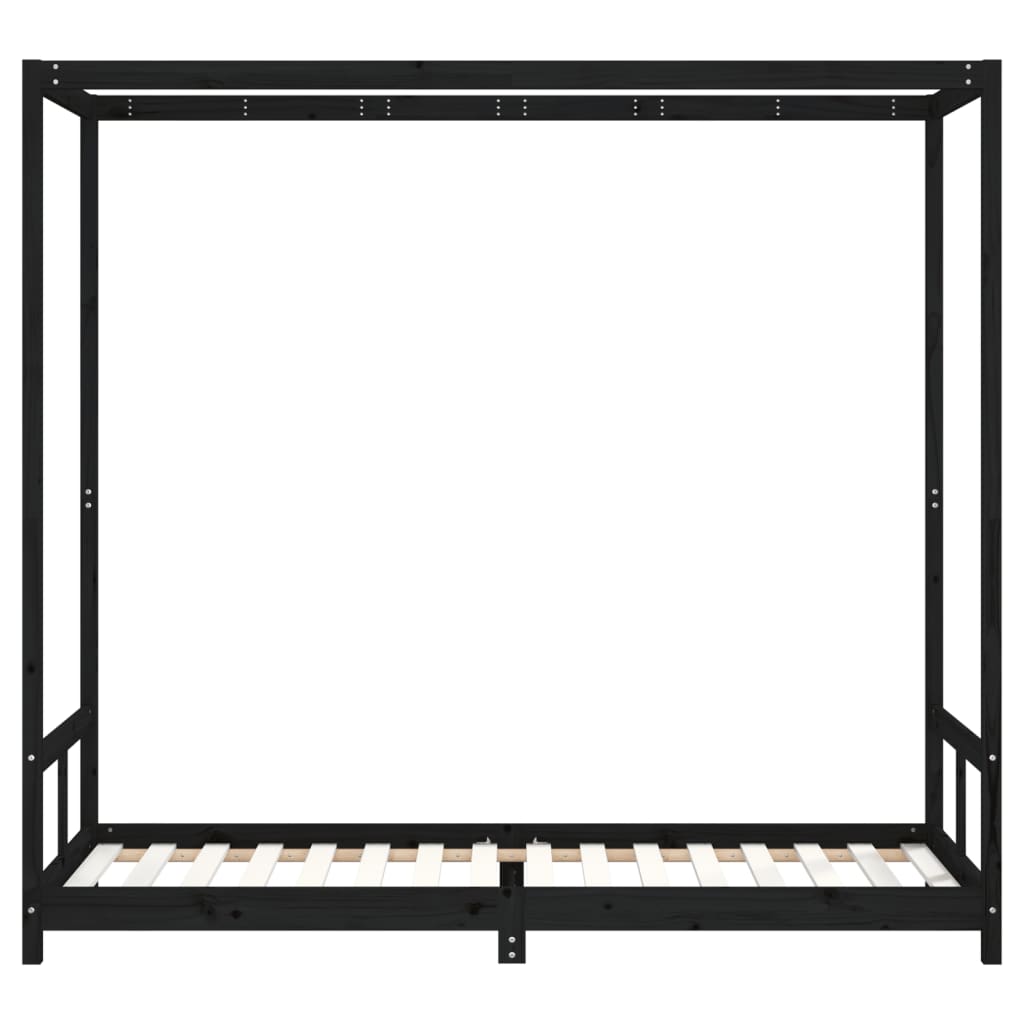 vidaXL Cadre de lit pour enfants noir 80x200 cm bois de pin massif