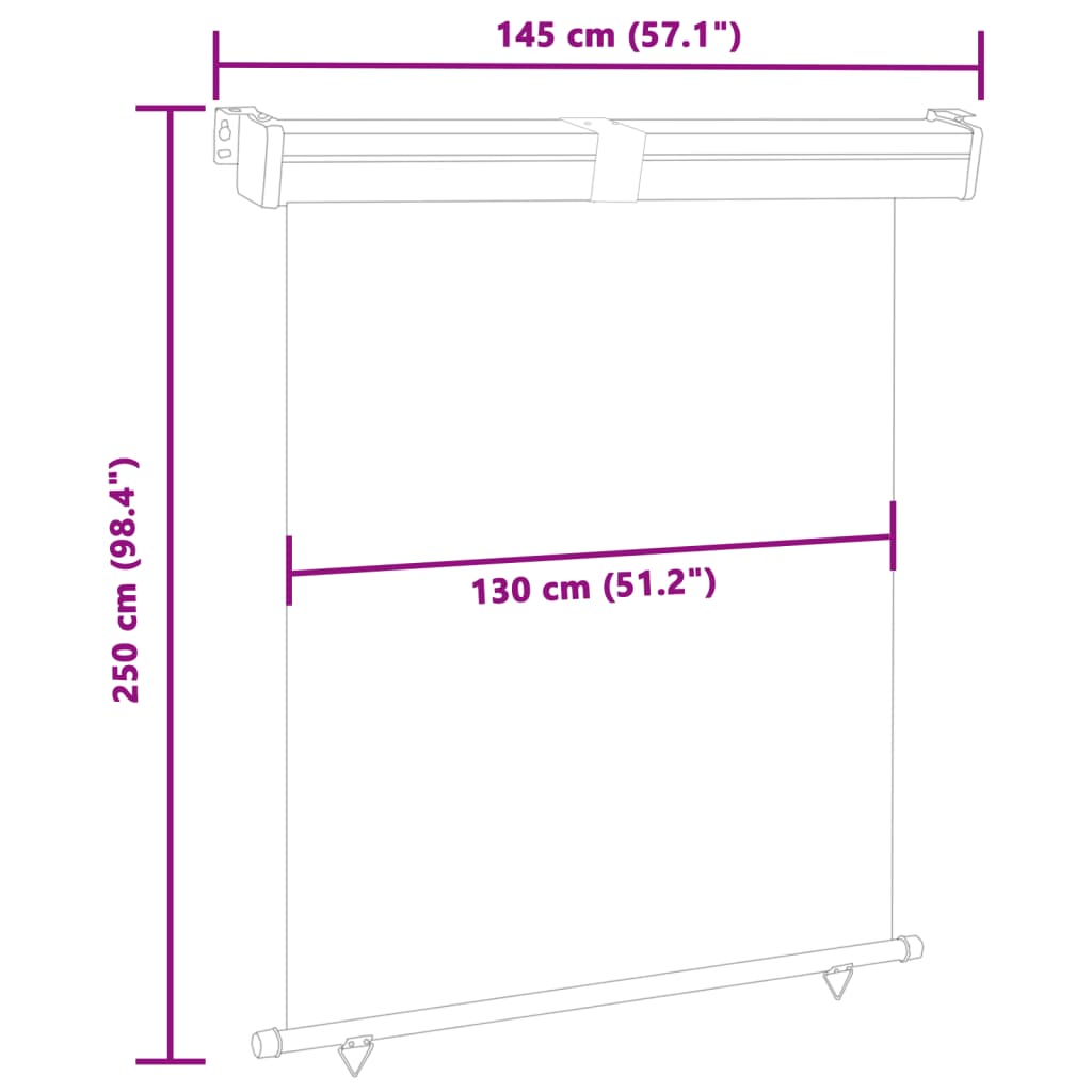 vidaXL Auvent latéral de balcon 145x250 cm noir