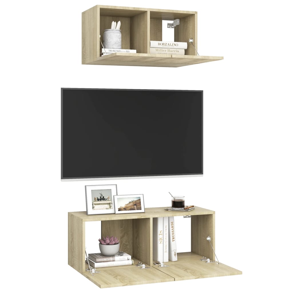 vidaXL Ensemble de meuble TV 2 pcs Chêne sonoma Bois d'ingénierie