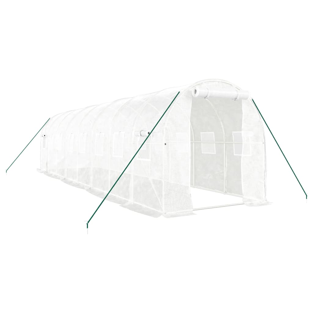 vidaXL Serre avec cadre en acier blanc 16 m² 8x2x2 m