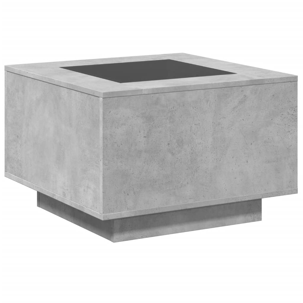 vidaXL Table basse avec LED gris béton 60x60x40 cm bois d'ingénierie