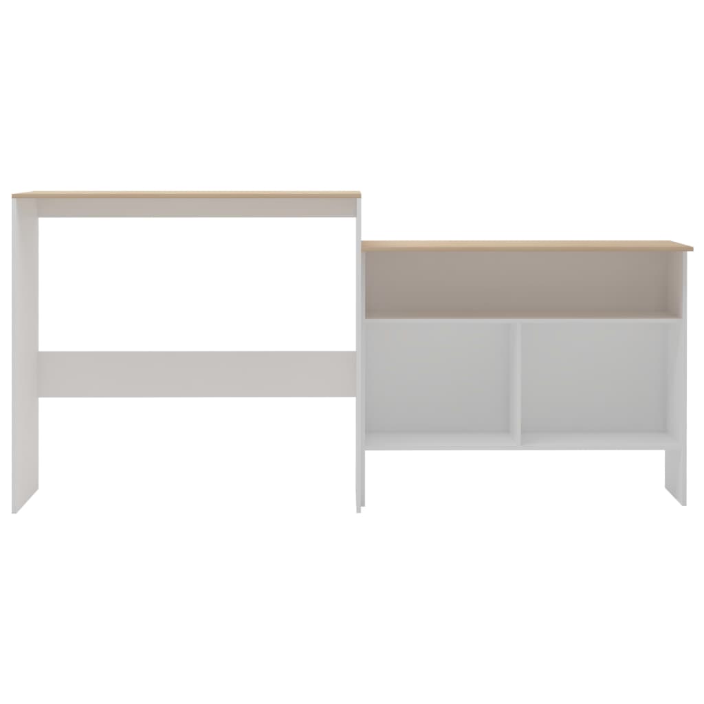 vidaXL Table de bar avec 2 dessus de table Blanc et chêne 130x40x120cm