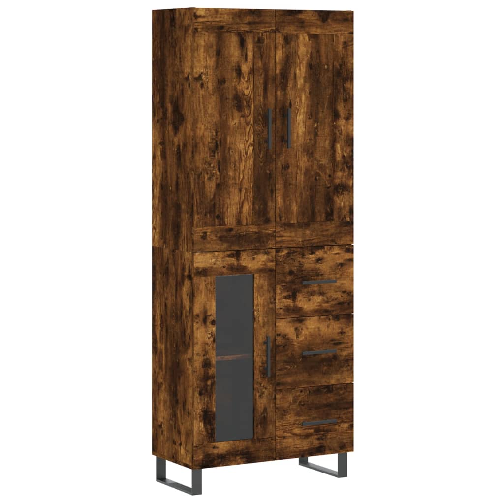 vidaXL Buffet haut Chêne fumé 69,5x34x180 cm Bois d'ingénierie