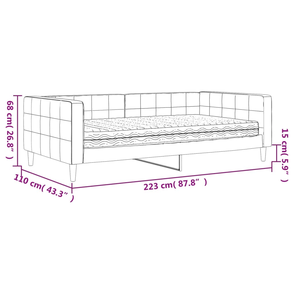 vidaXL Lit de jour avec matelas jaune 100x200 cm velours