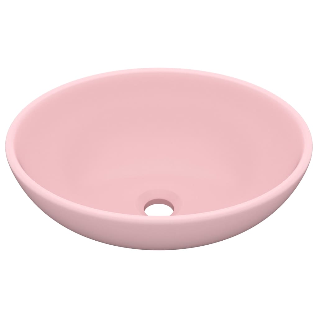 vidaXL Lavabo ovale de luxe Rose mat 40x33 cm Céramique