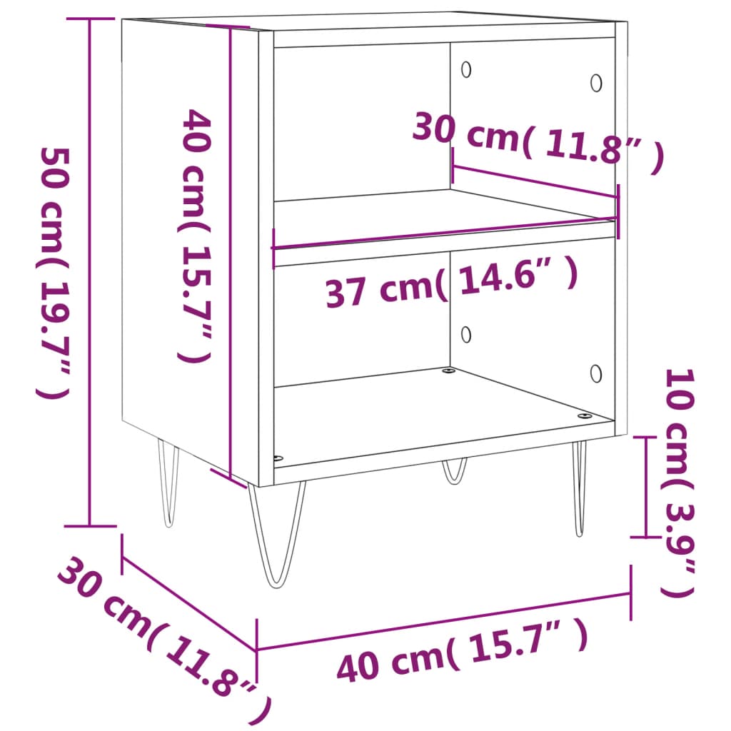 vidaXL Tables de chevet 2 pcs noir 40x30x50 cm bois d'ingénierie