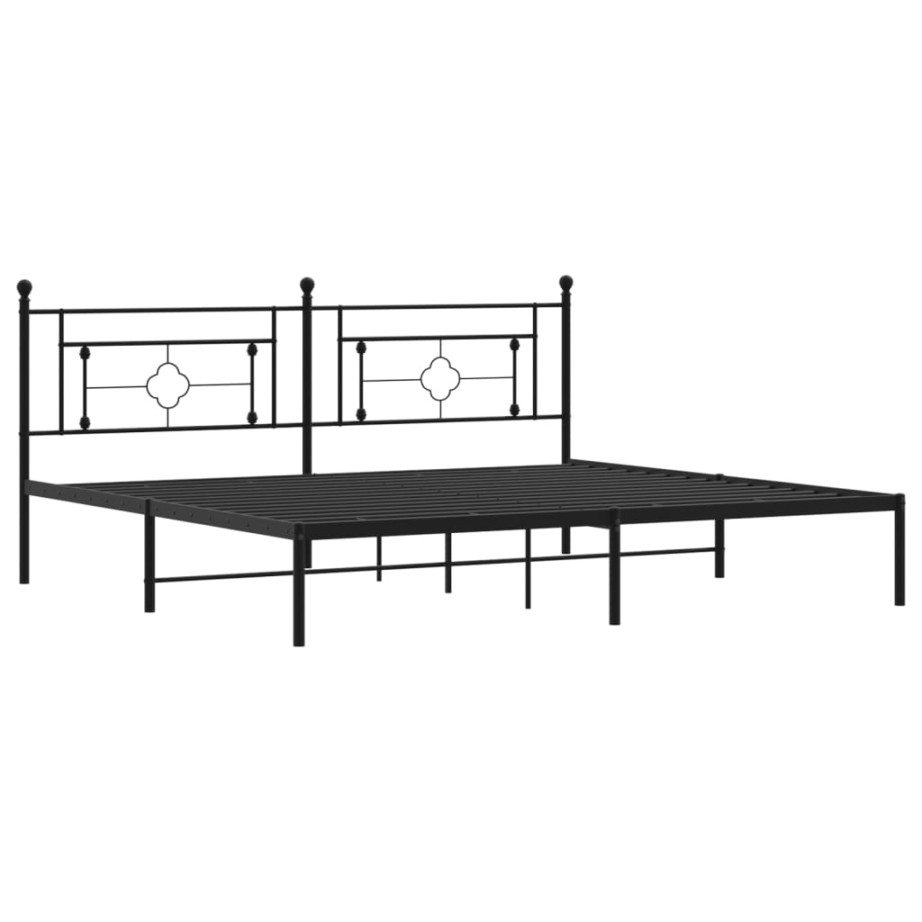 vidaXL Cadre de lit métal sans matelas avec tête de lit noir 193x203cm