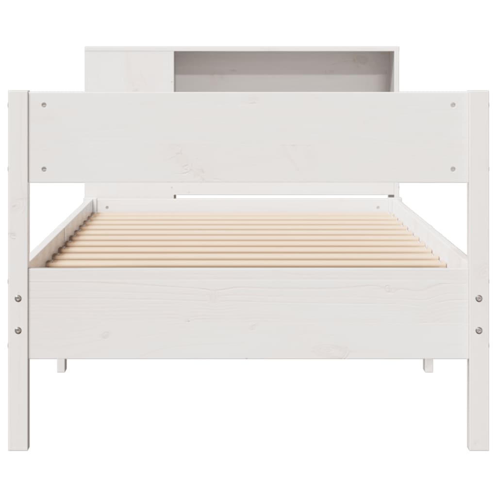 vidaXL Lit bibliothèque sans matelas blanc 100x200 cm bois pin massif