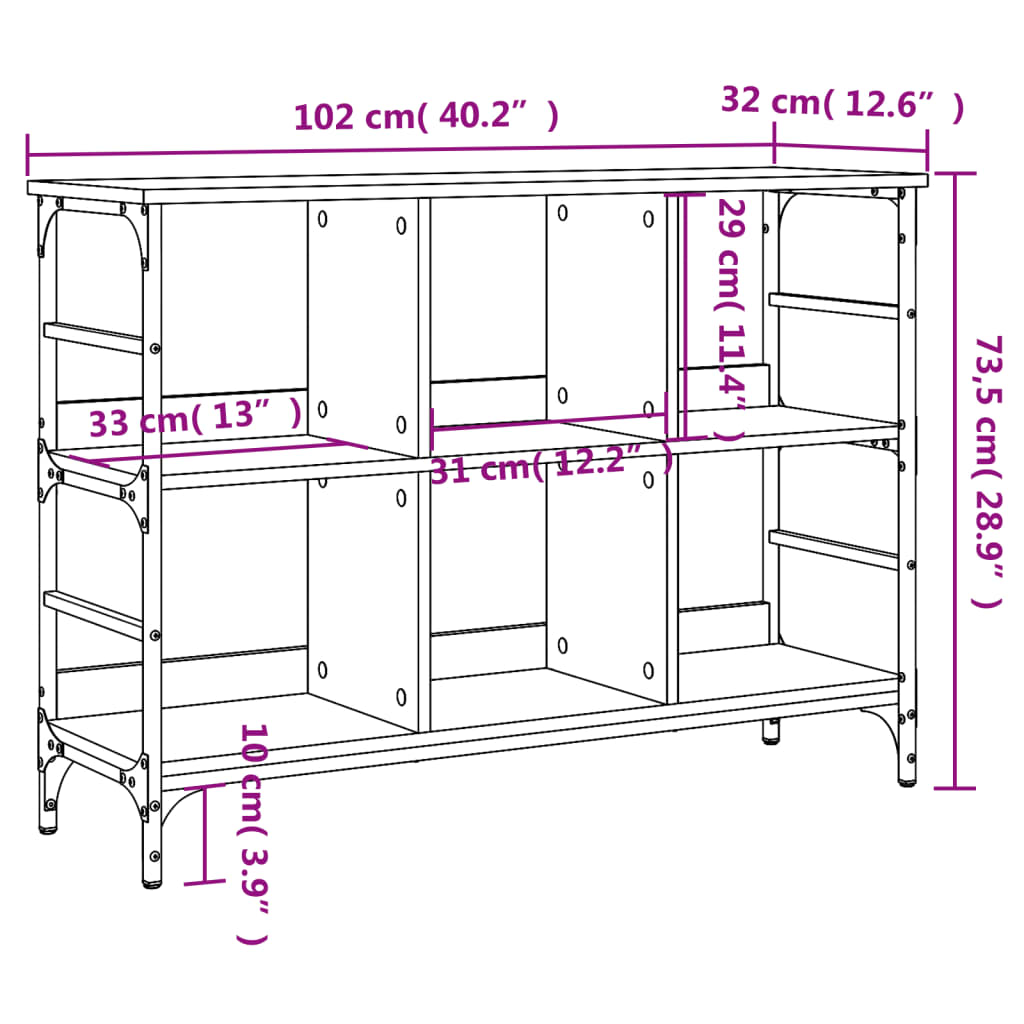 vidaXL Buffet noir 102x32x73,5 cm bois d'ingénierie