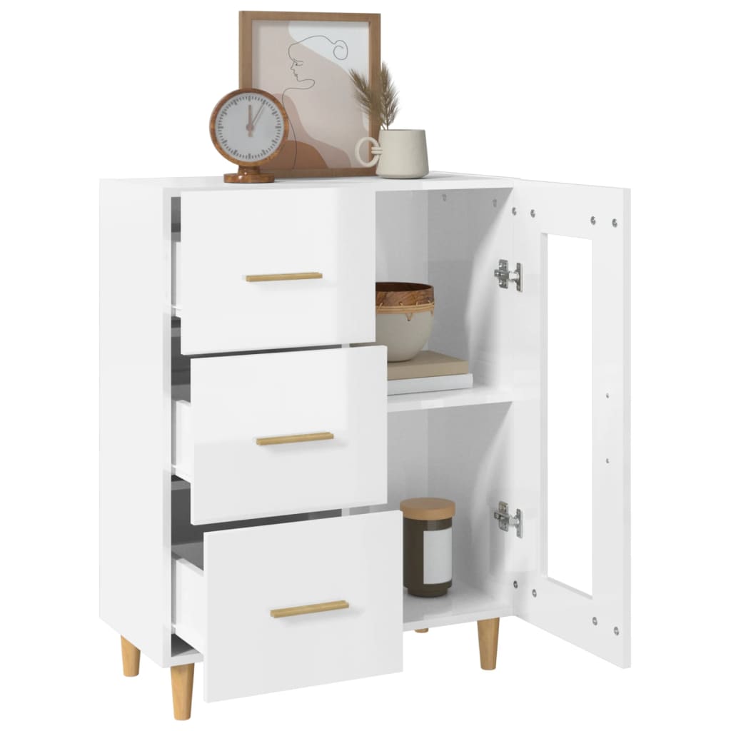 vidaXL Buffet Blanc brillant 69,5x34x90 cm Bois d'ingénierie