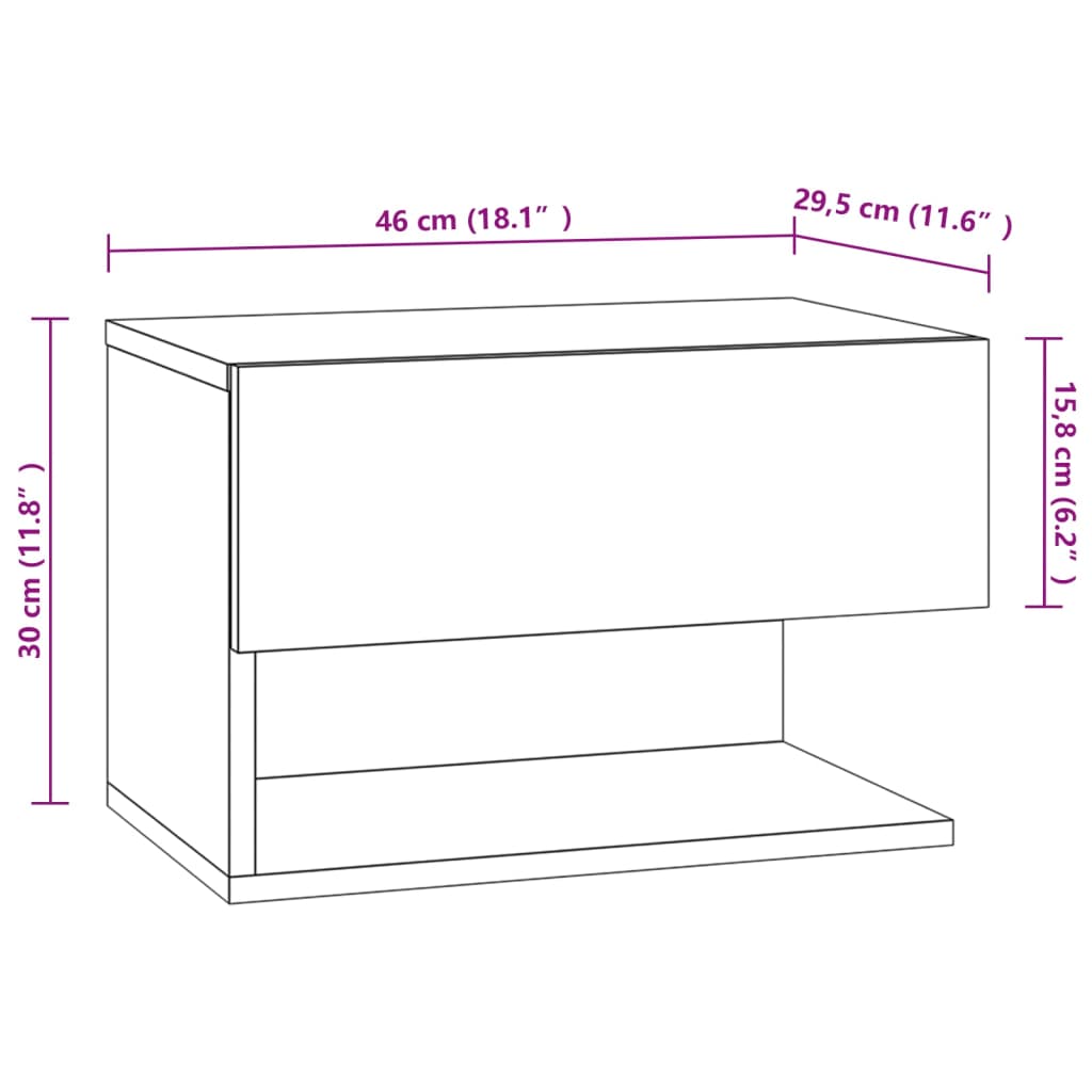 vidaXL Tables de chevet murales 2 pcs Chêne fumé