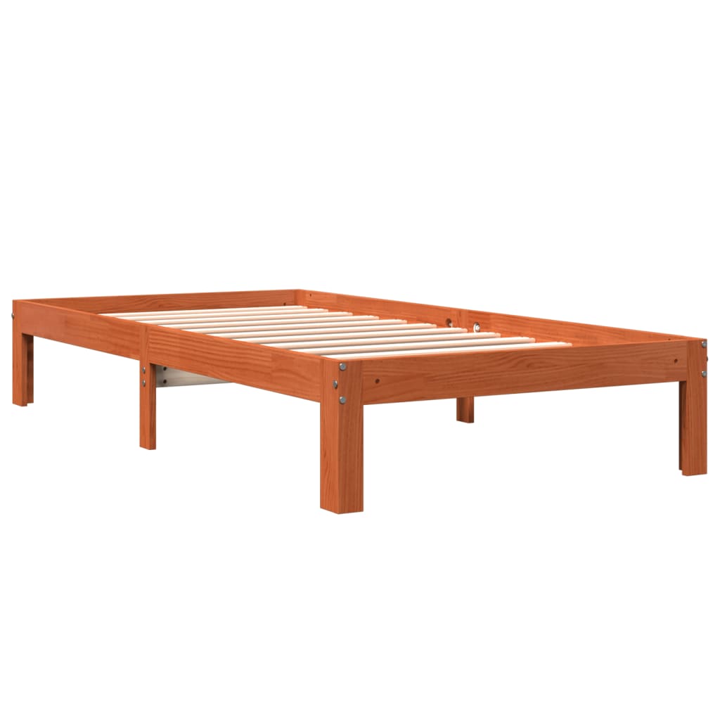 vidaXL Cadre de lit sans matelas cire marron 100x200cm bois pin massif