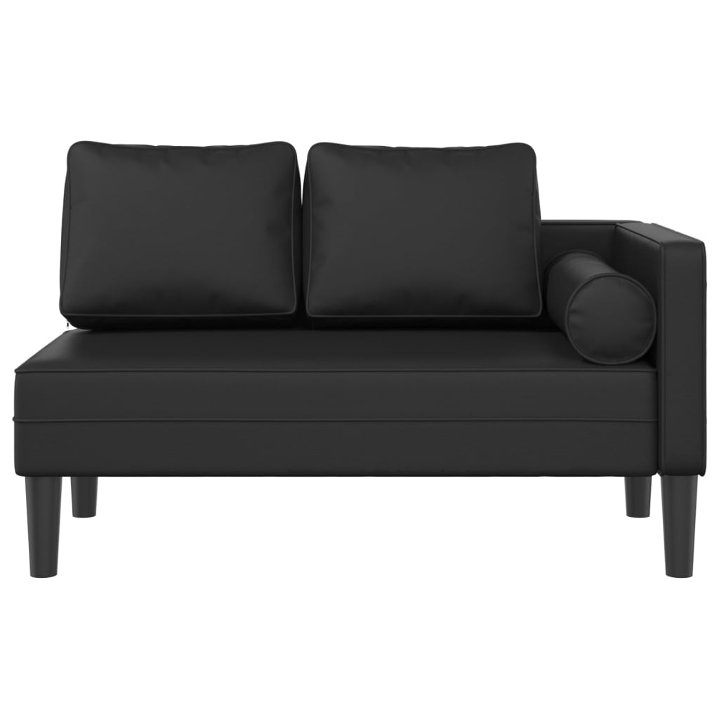 vidaXL Chaise longue avec coussins noir similicuir