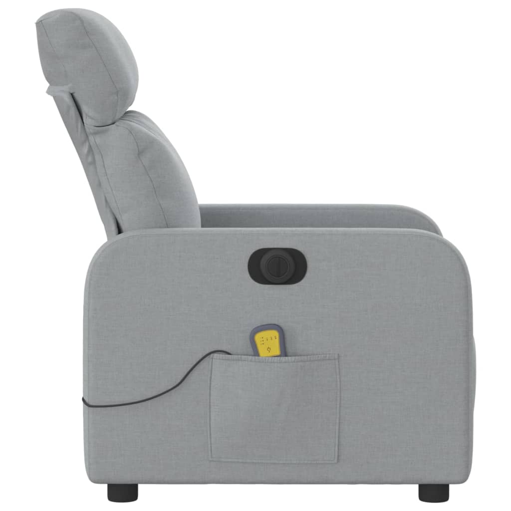 vidaXL Fauteuil de massage inclinable électrique gris clair tissu