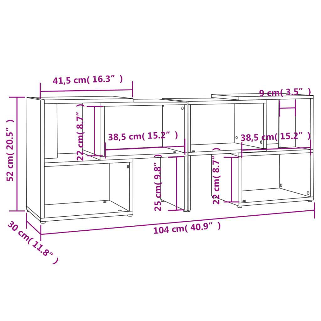 vidaXL Meuble TV Gris 104x30x52 cm Bois d'ingénierie