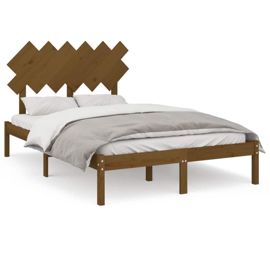 vidaXL Cadre de lit sans matelas marron miel 120x200 cm bois massif