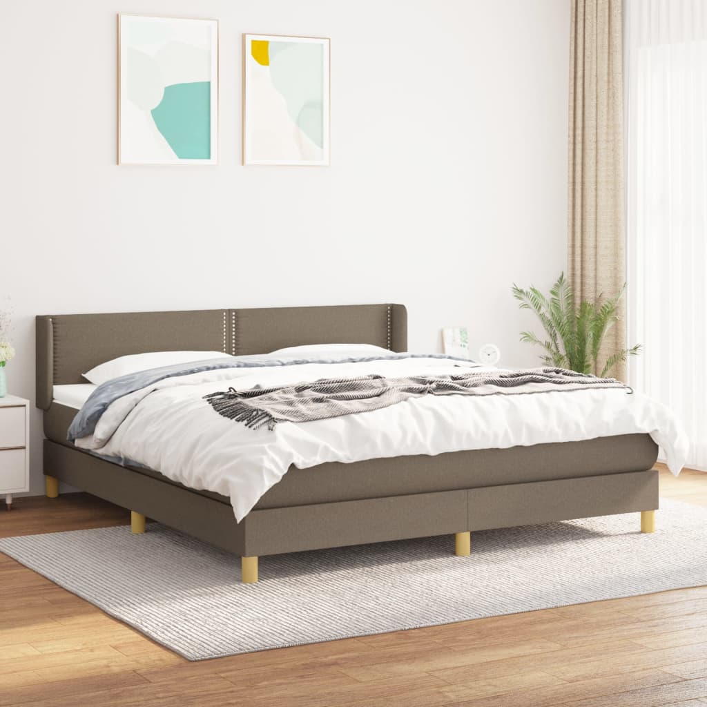 vidaXL Sommier à lattes de lit avec matelas Taupe 160x200 cm Tissu