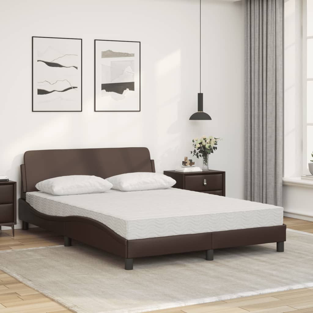 vidaXL Lit avec matelas marron 140x200 cm similicuir