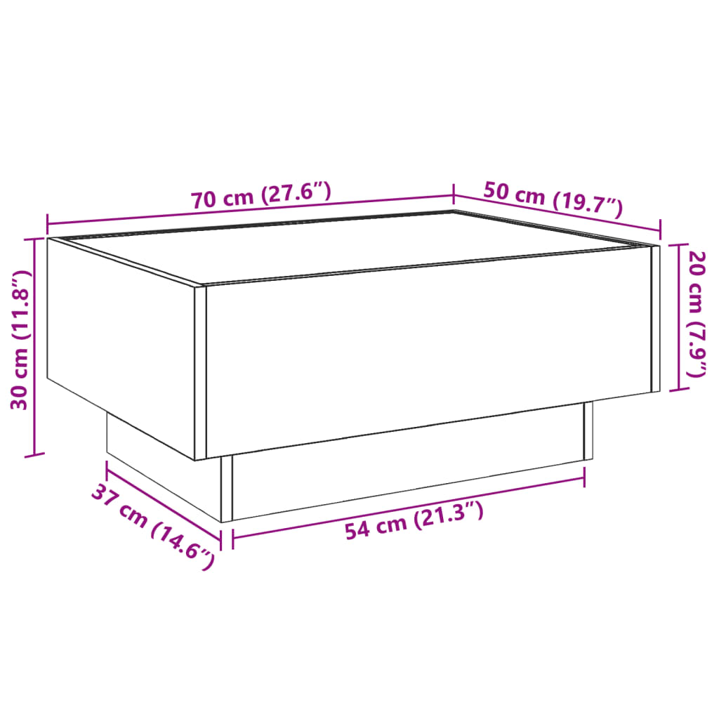 vidaXL Table basse avec LED chêne sonoma 70x50x30 cm bois d'ingénierie