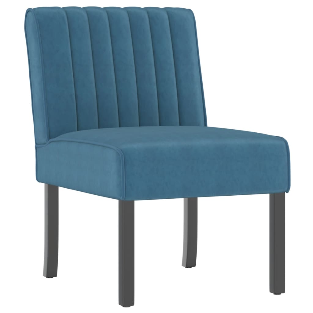 vidaXL Fauteuil sans accoudoirs bleu velours