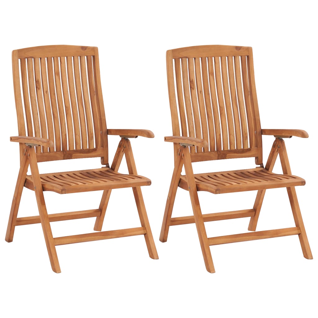 vidaXL Chaises de jardin lot de 2 et coussins gris Bois de teck massif