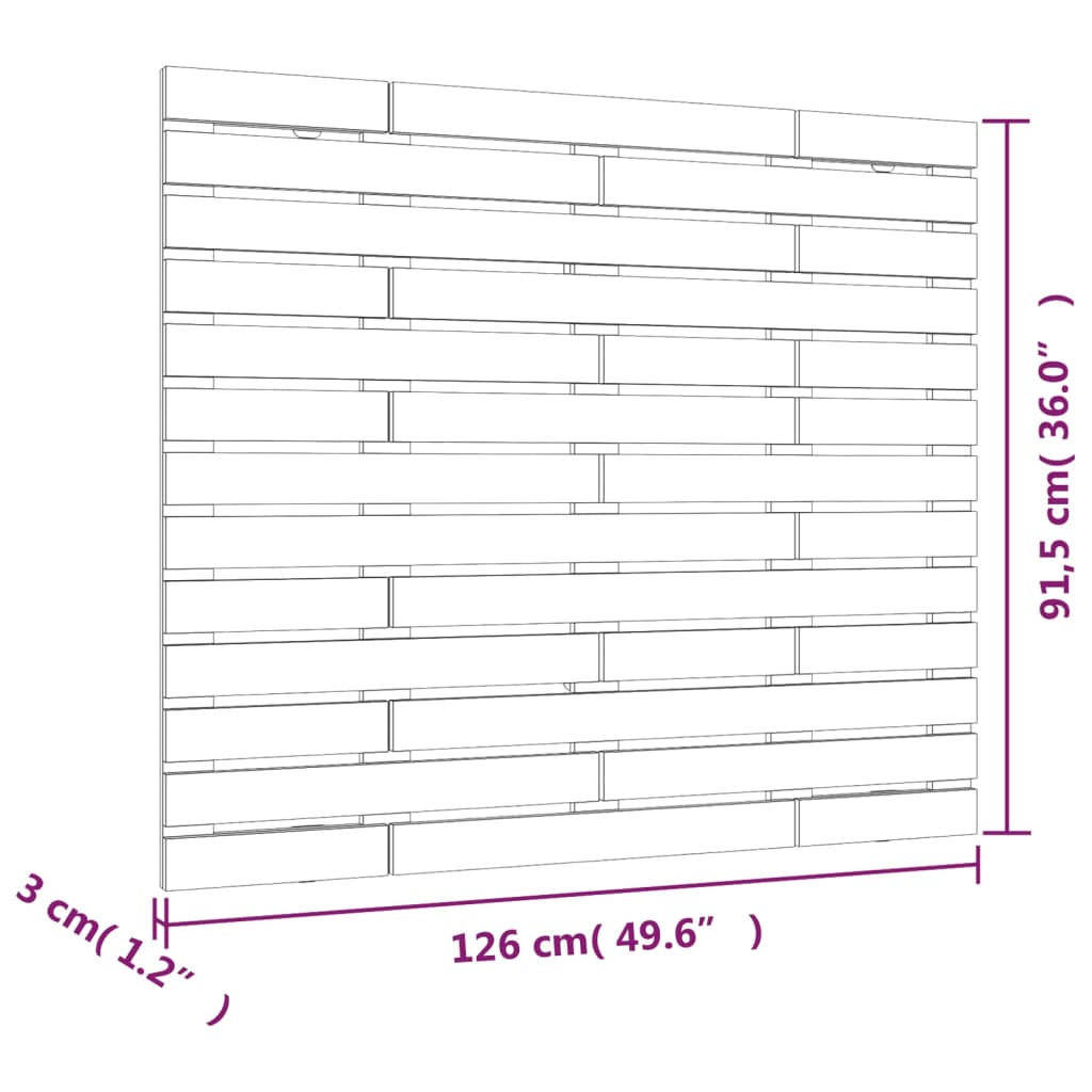 vidaXL Tête de lit murale 126x3x91,5 cm Bois massif de pin