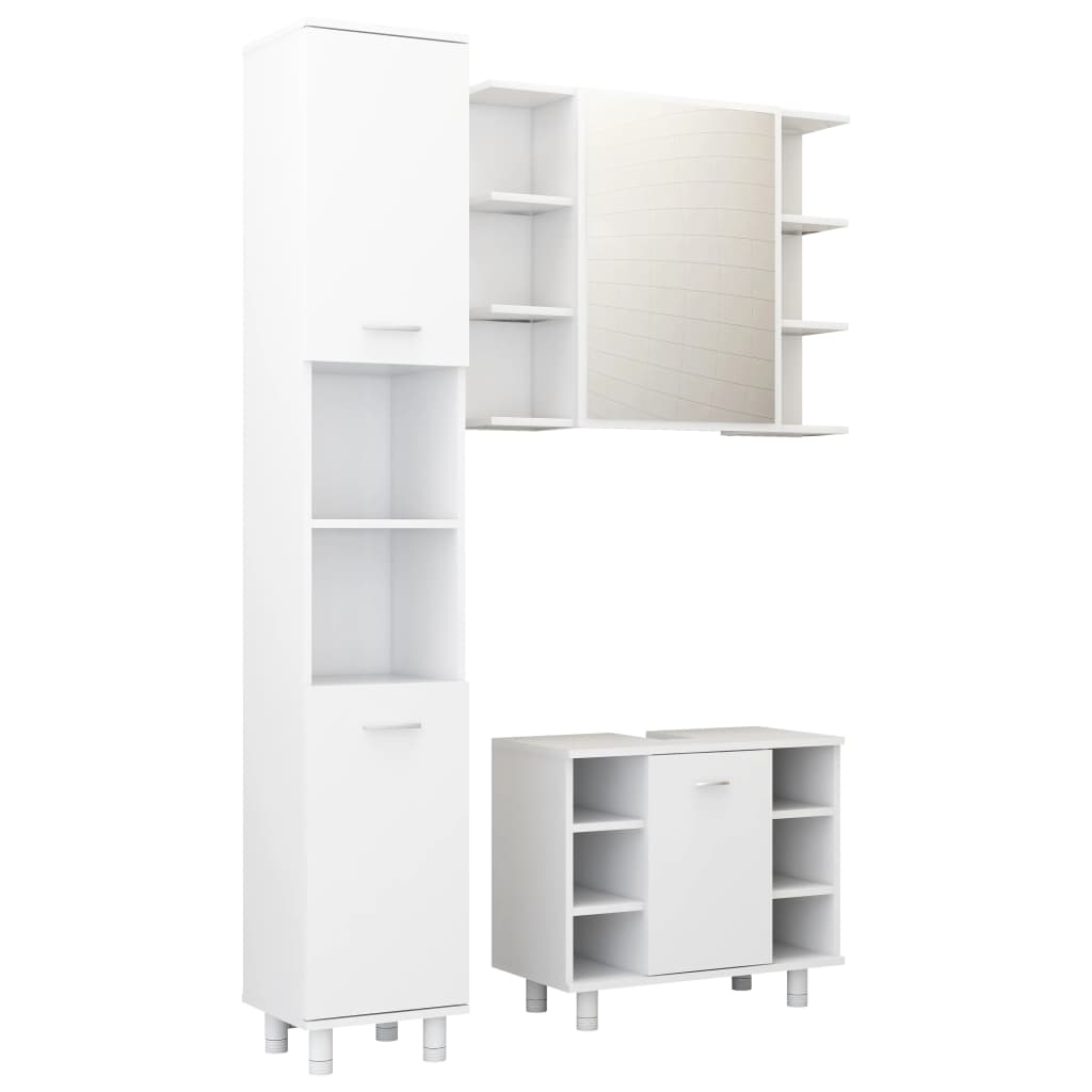 vidaXL Ensemble de meubles de salle de bain 3pcs Blanc Bois ingénierie