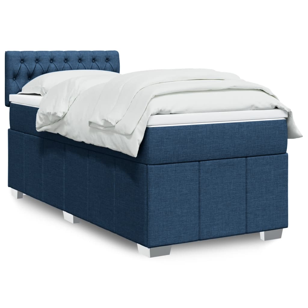 vidaXL Sommier à lattes de lit avec matelas Bleu 90x190 cm Tissu