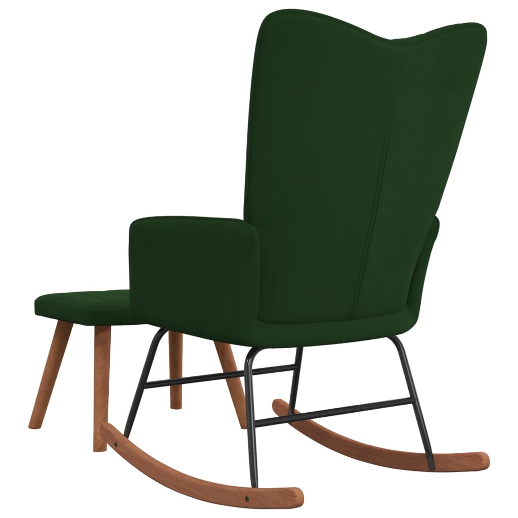 vidaXL Chaise à bascule avec repose-pied Vert foncé Velours