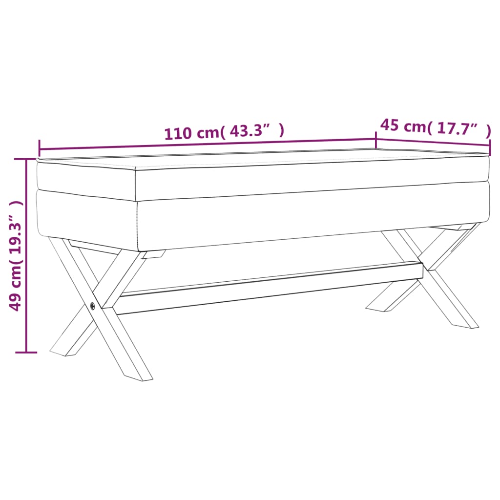 vidaXL Tabouret de rangement Rose 110x45x49 cm Velours