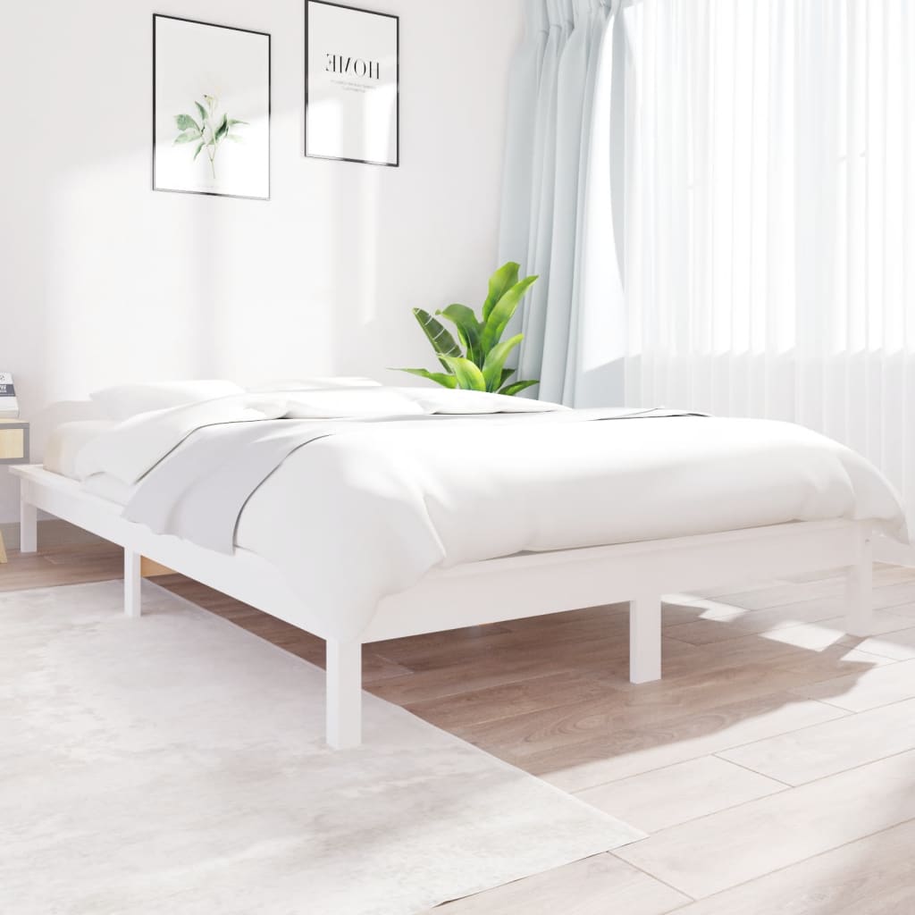 vidaXL Cadre de lit blanc 200x200 cm bois de pin massif