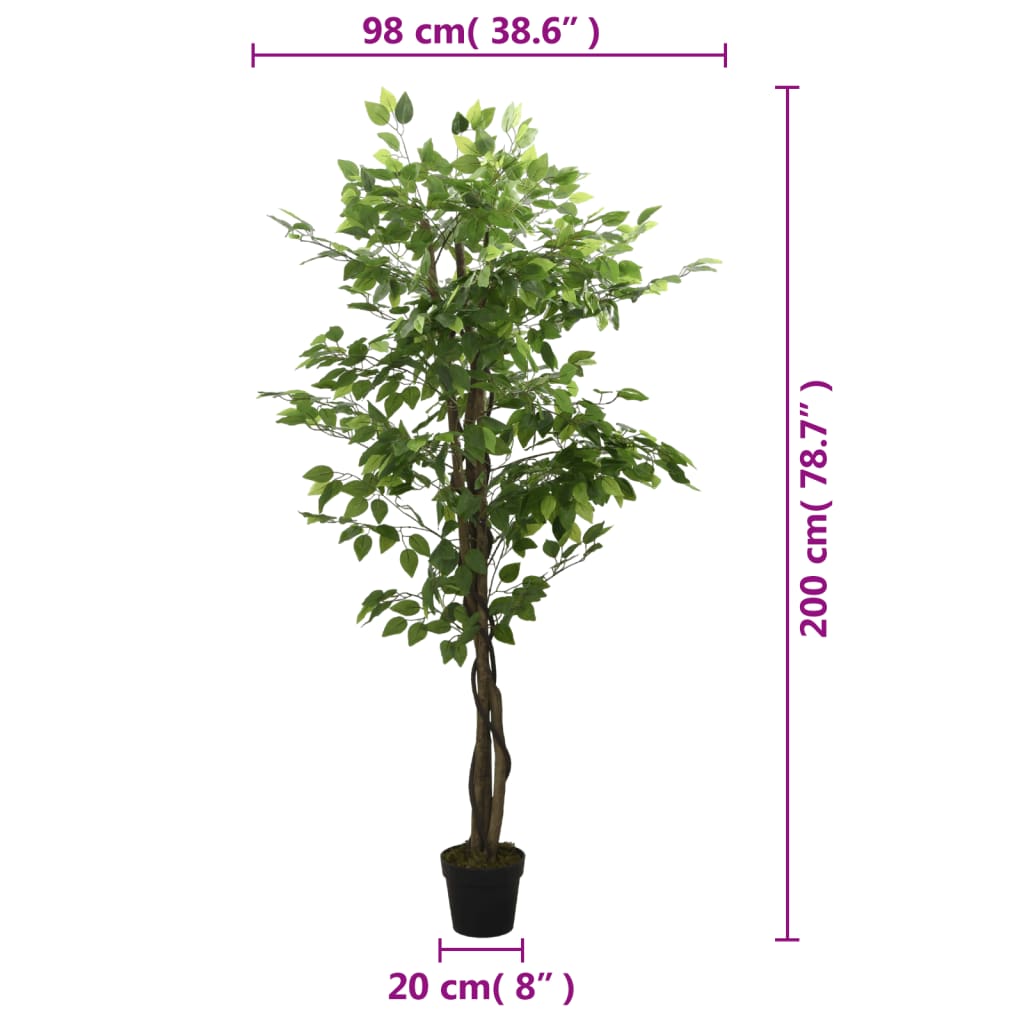 vidaXL Ficus artificiel 1260 feuilles 200 cm vert
