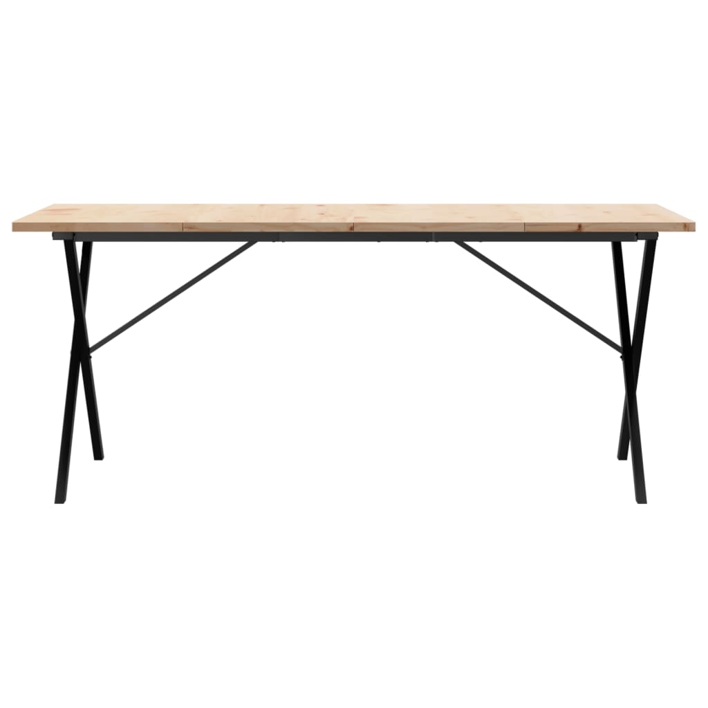 vidaXL Table à manger cadre en X 180x90x75,5 cm bois pin massif acier