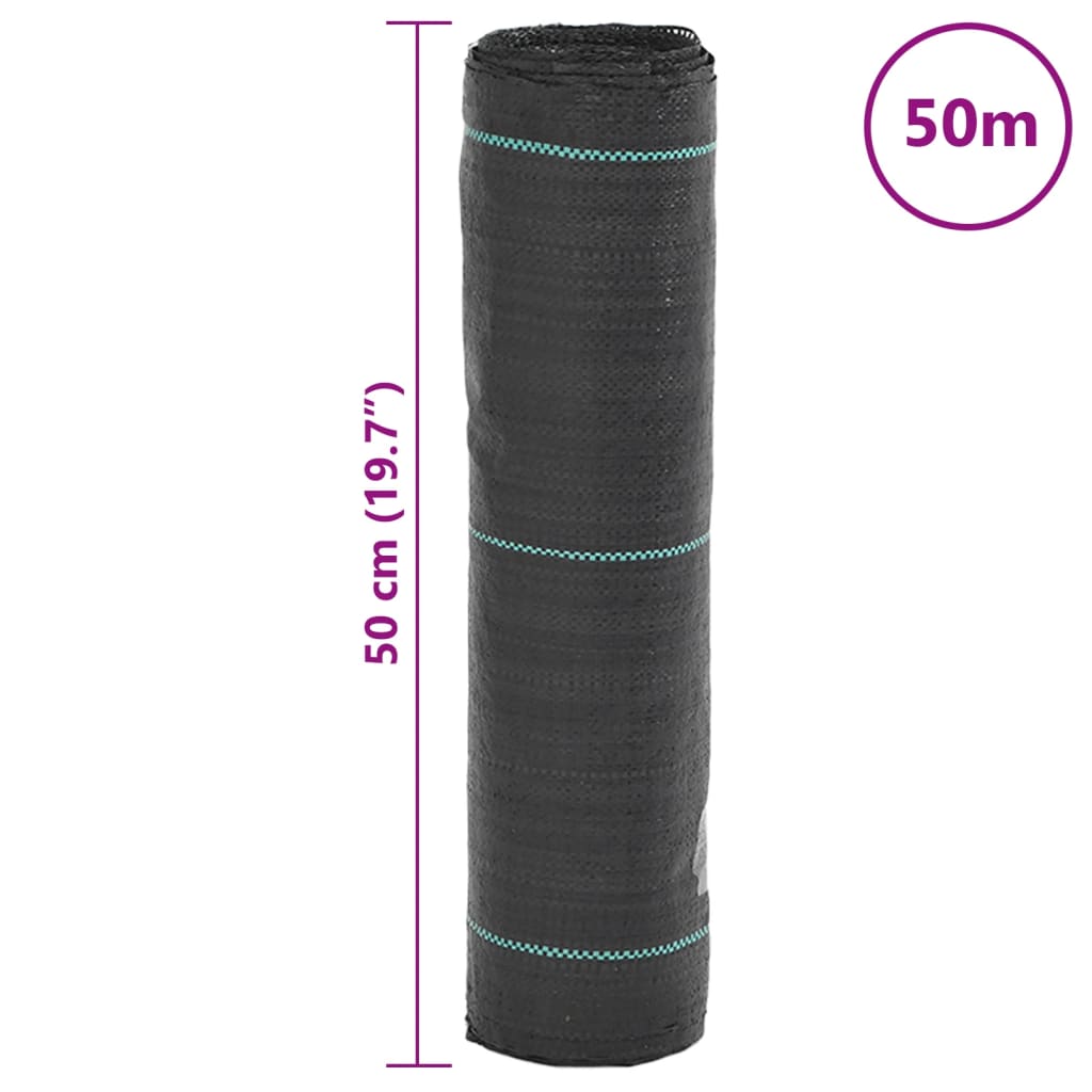 vidaXL Membrane anti-mauvaises herbes noir 0,5x50 m PP