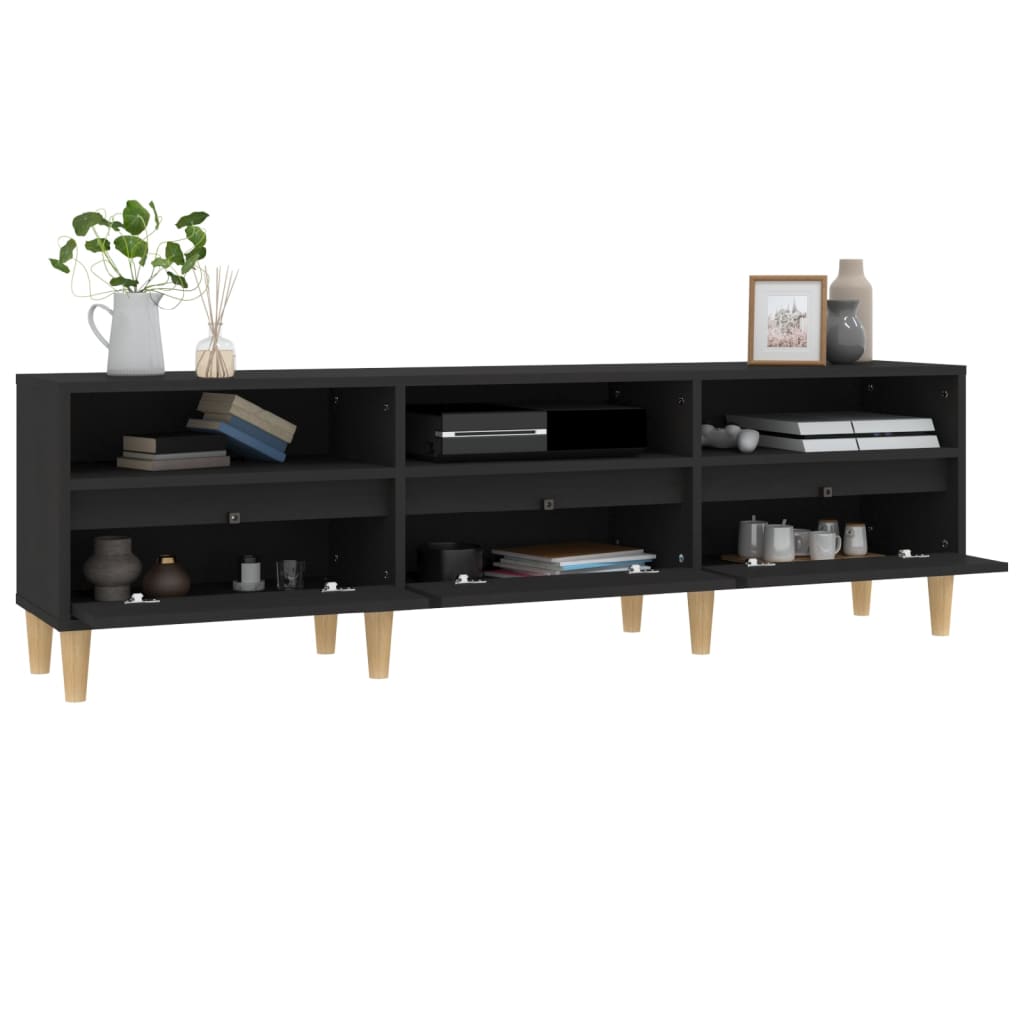 vidaXL Meuble TV noir 150x30x44,5 cm bois d'ingénierie