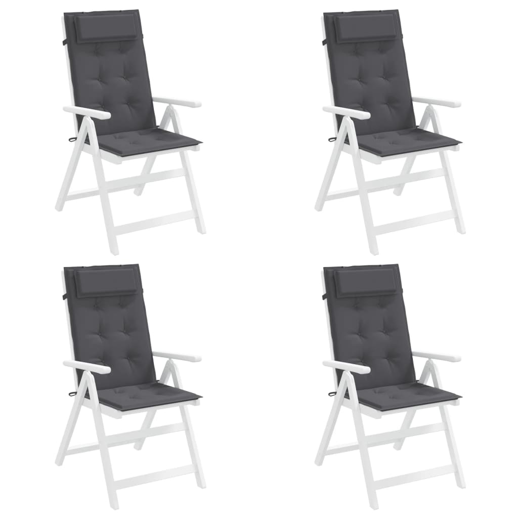 vidaXL Coussins de chaise à dossier haut lot de 4 anthracite