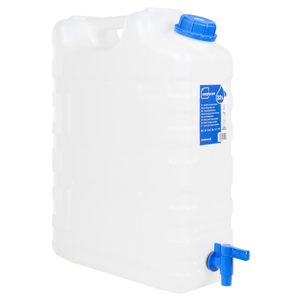 vidaXL Réservoir d'eau avec robinet transparent 20 L plastique