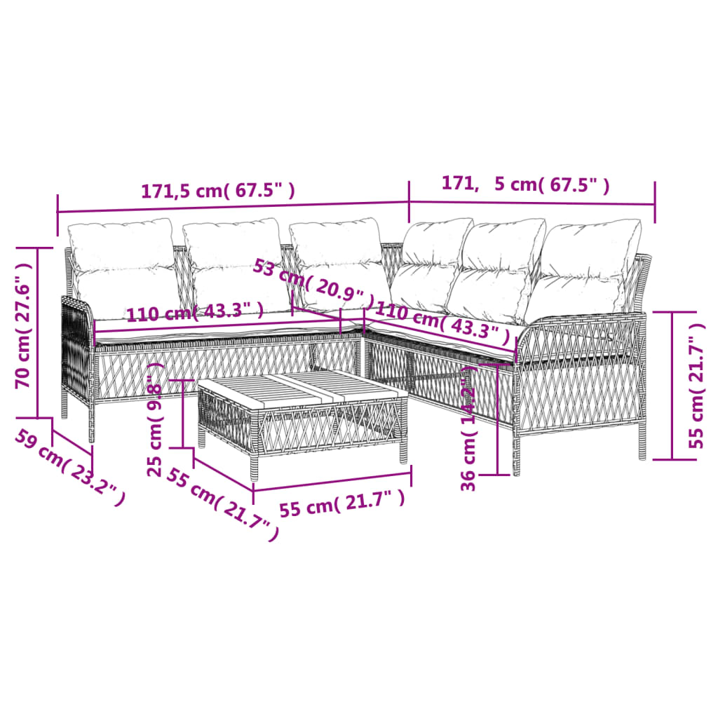 vidaXL Canapés de jardin 2 pcs avec coussins Noir Résine tressée