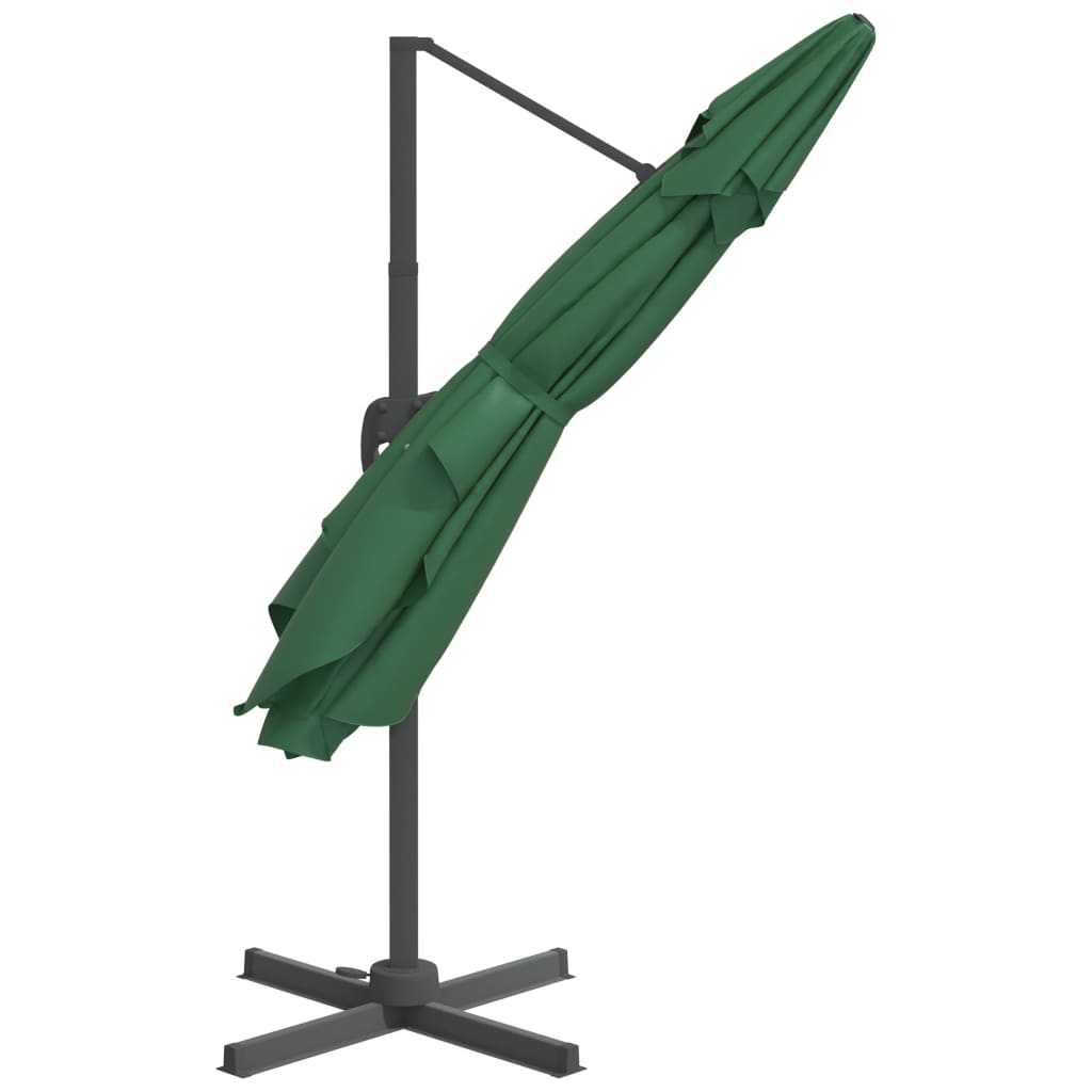 vidaXL Parasol de jardin en porte-à-faux et poteau en aluminium vert