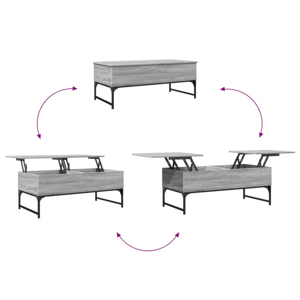 vidaXL Table basse sonoma gris 100x50x40 cm bois d'ingénierie et métal