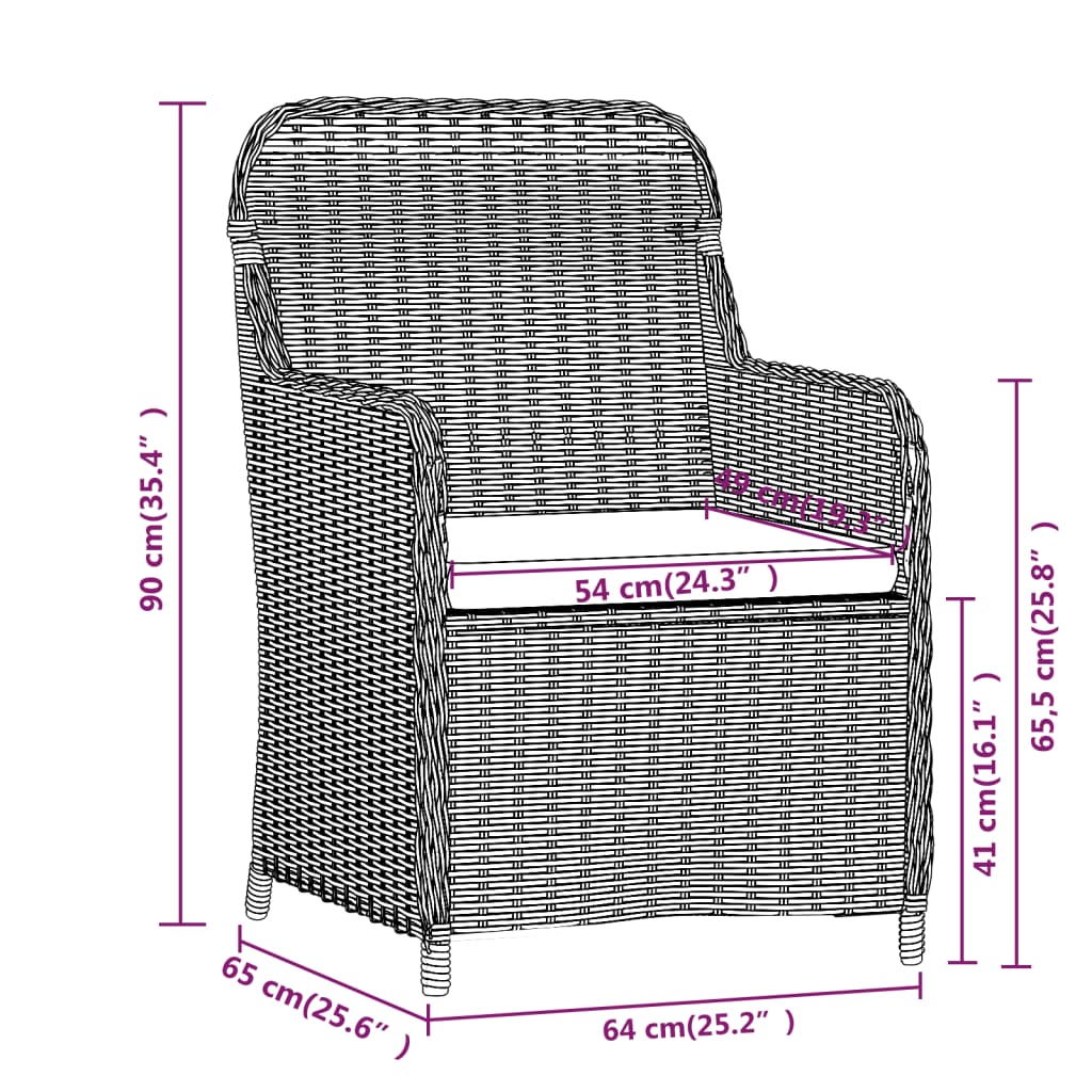 vidaXL Ensemble à manger de jardin et coussins 5 pcs Marron