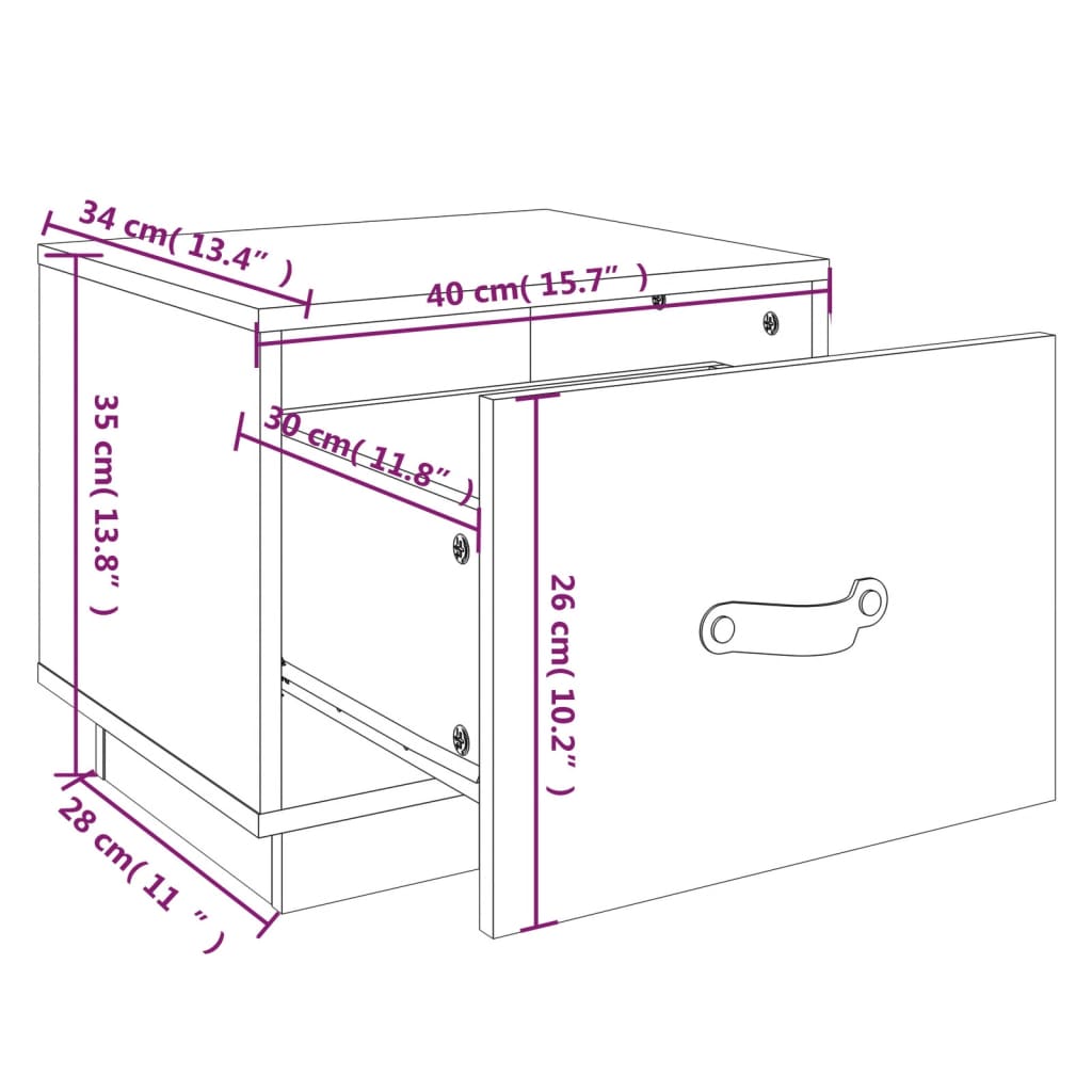 vidaXL Table de chevet Gris 40x34x35 cm Bois de pin solide