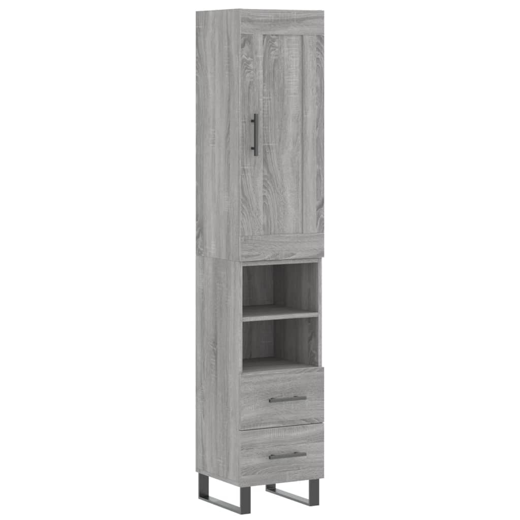 vidaXL Buffet haut Sonoma gris 34,5x34x180 cm Bois d'ingénierie