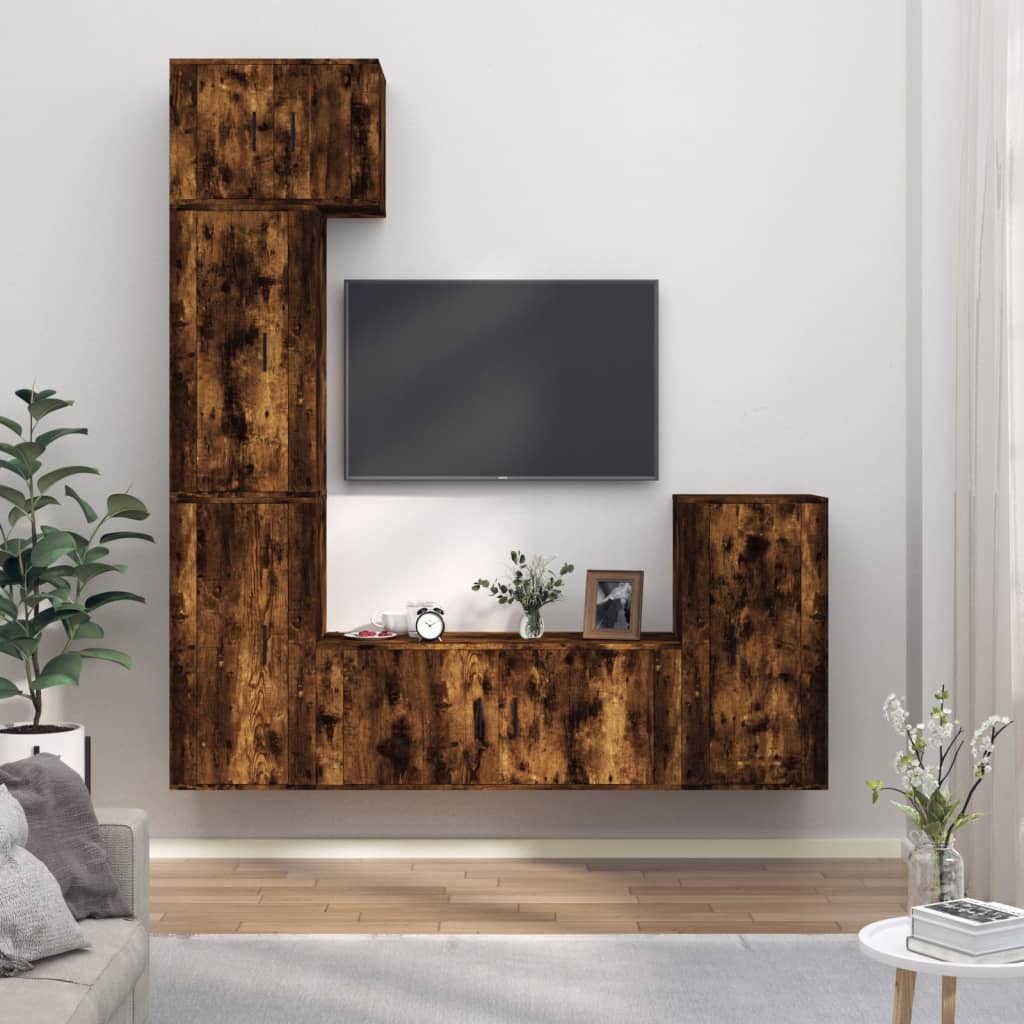 vidaXL Ensemble de meubles TV 5 pcs Chêne fumé Bois d'ingénierie