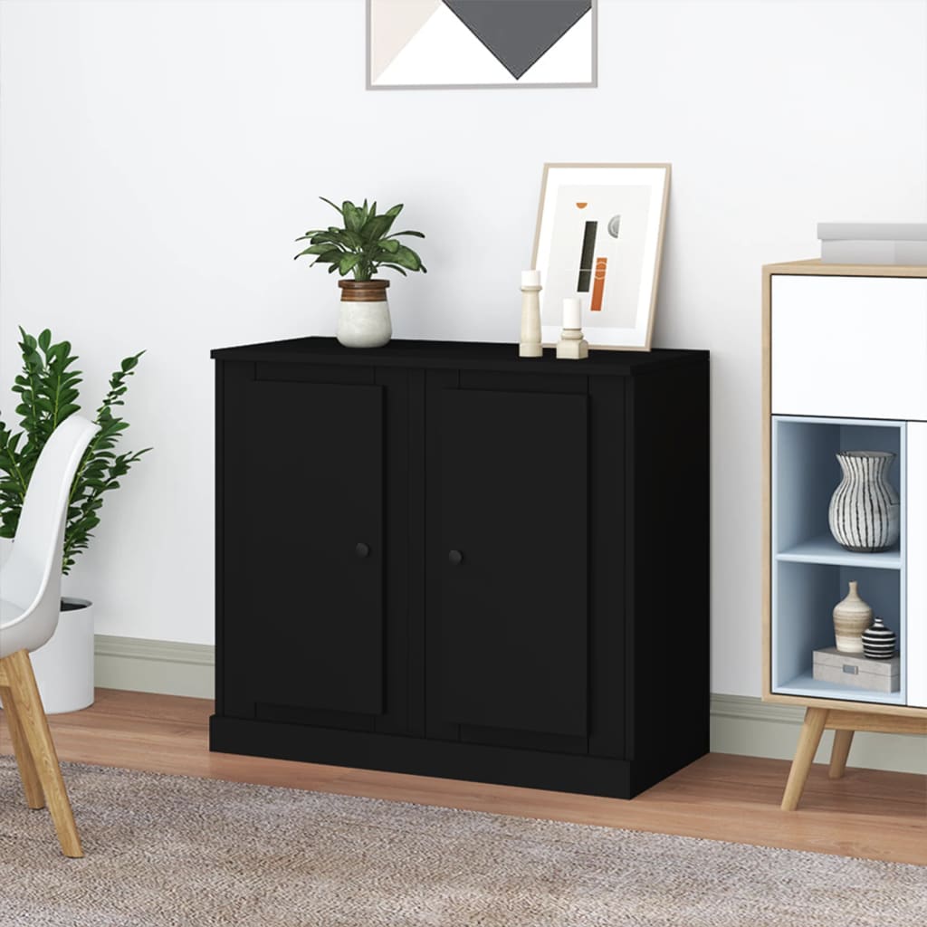 vidaXL Buffets 2 pcs noir 37,5x35,5x67,5 cm bois d'ingénierie